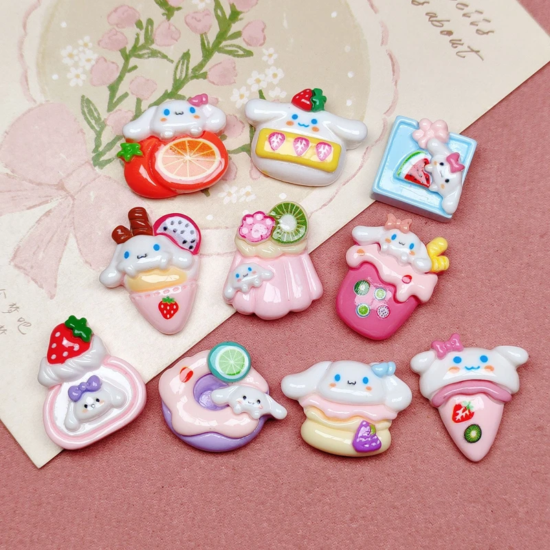 10 Pcs New Mini Kawaii Cartoon Animal Big Ear Dog Cake Ice Cream Resin Scrapbook Diy Jewelry Children Gift Hairpin Accessories