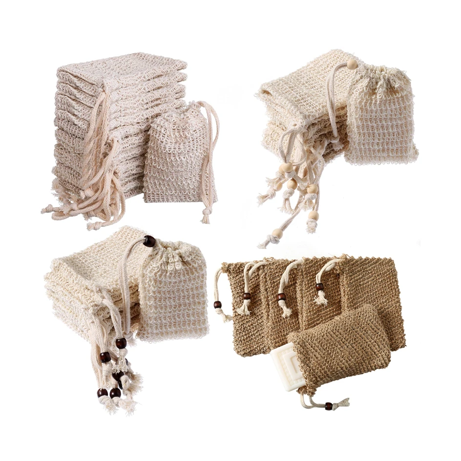 목욕 거품 그물 손으로 만든 비누 가방 자루 욕실 포켓, 새로운 모시 황마 걸이 바디 문질러 가정용 샤워 세척 청소 도구