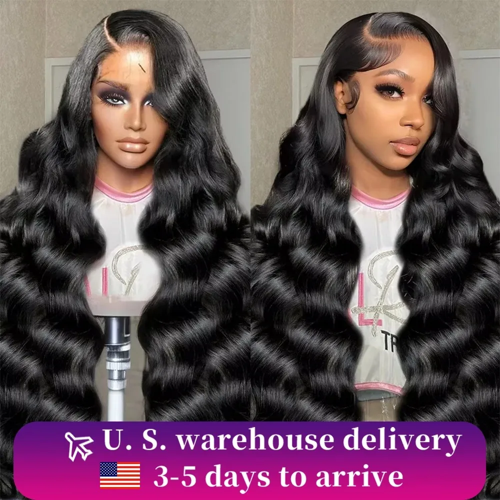 YKB 30 36 Inch HD Transparent 13x6 Lace Front Human Hair Wigs Body Wave Peruvian 13x7 Lace Frontal Wig For Women 180 Density