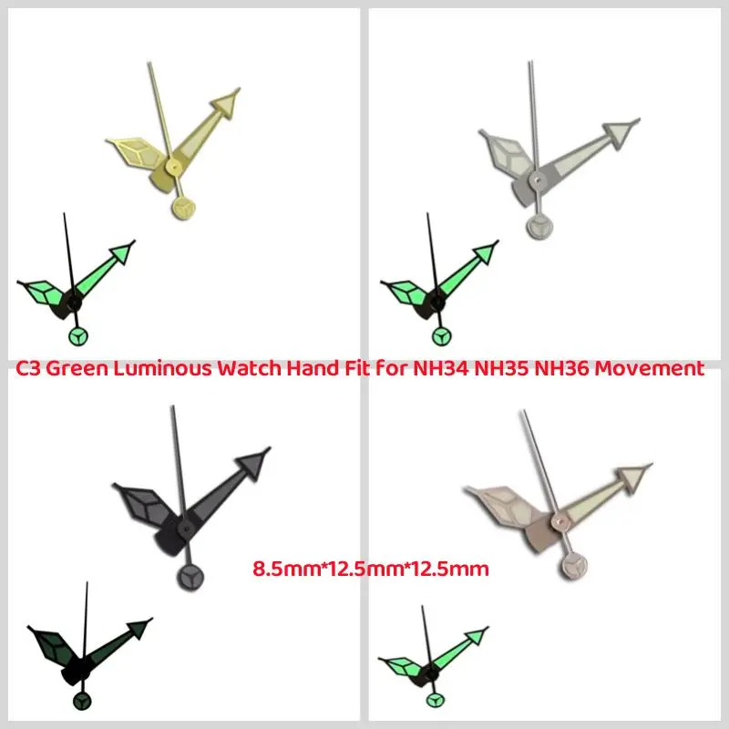 

Детали для часов NH35 Указатель стрелок часов Черный SUB C3 Зеленый светящийся NH36 Серебро Золотая игла подходит для механизма NH34 NH35 NH36