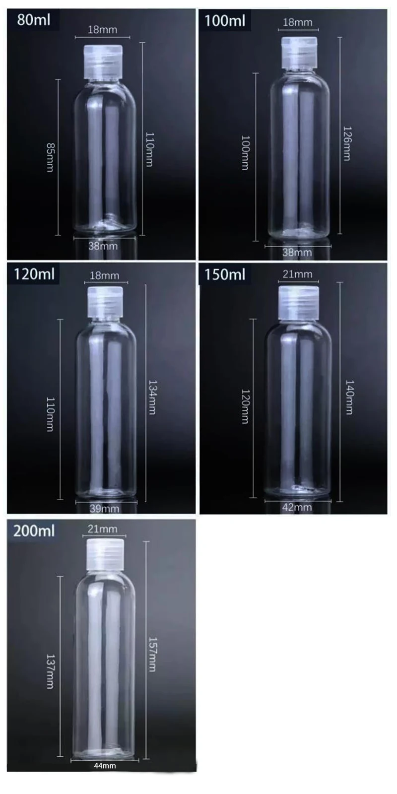 Großhandel 5 ml-120 ml nachfüllbare transparente leere Flasche Kunststoff tragbare Flasche Reisebehälter nachfüllbar Kosmetikbehälter – Detail 2