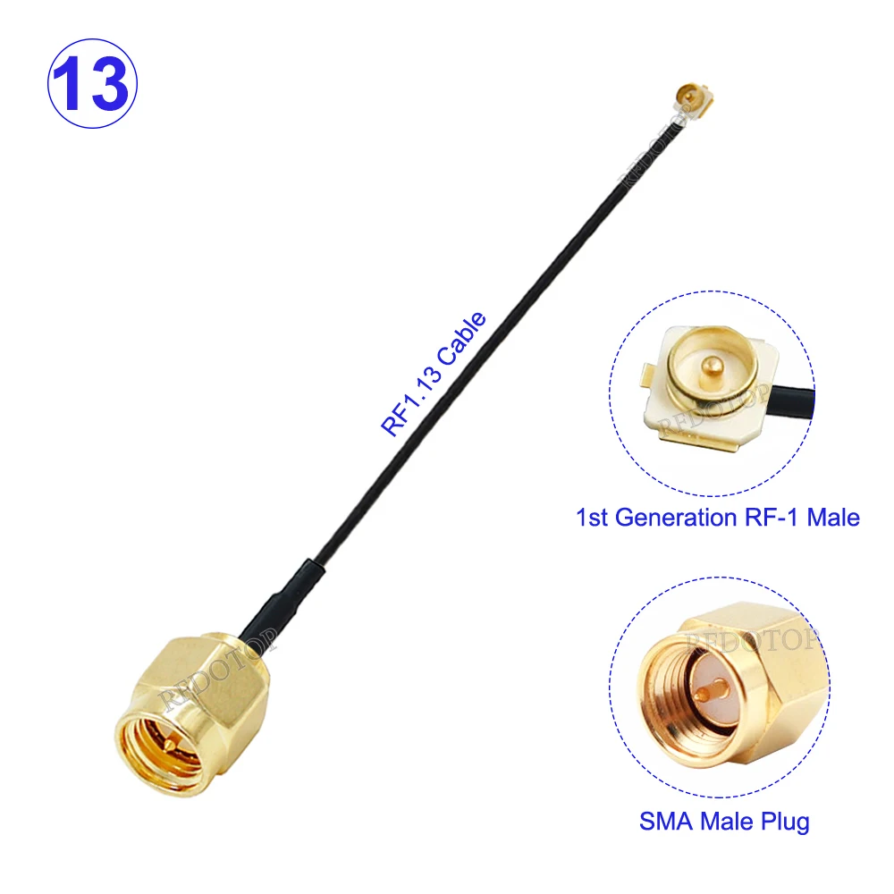 1Pcs RF113 SMA to IPX Cable SMA Male to u.fl IPX-1 Male/Female Connector WIFI Antenna RF Cable RG1.13 Pigtail Extension 5CM-1M