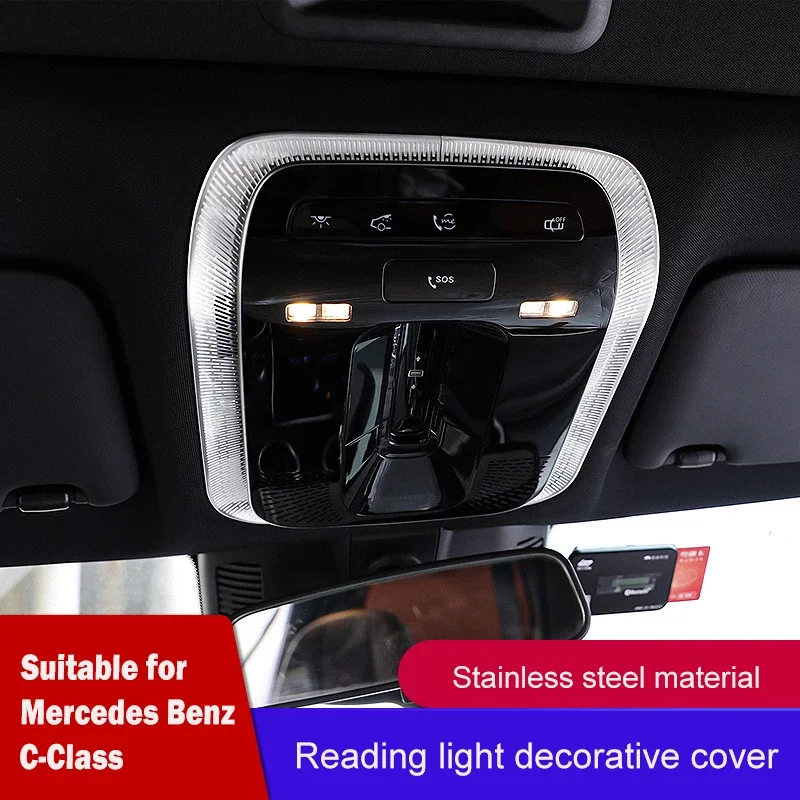 

For Mercedes Benz C GLC EQE Class W206 C200 C220 C260 C300 Stainless Steel Car Accessories Roof Front Reading Lamp Trim Cover