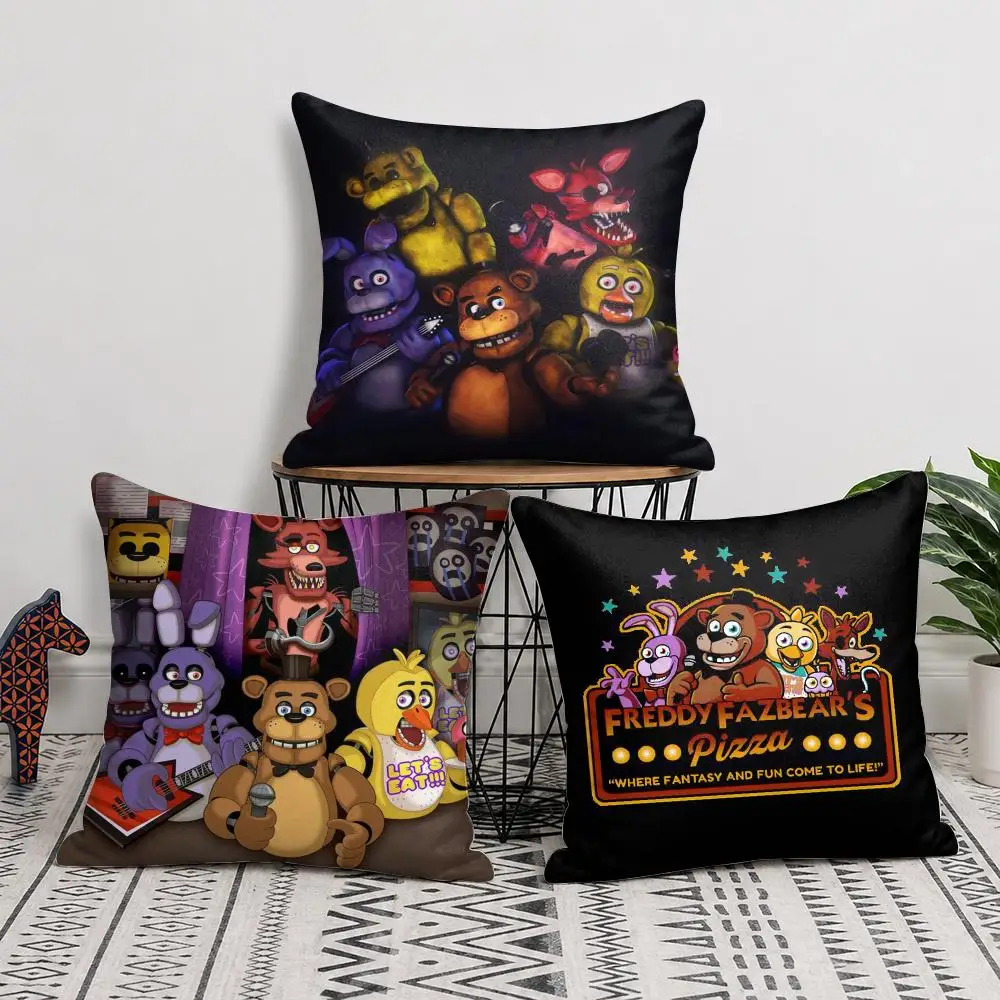 Five N-Nights at F-Freddys Cushion Cover Soft Short Plush Double-Sided Printing Home Decor Machine Washable Pillow Case Gift