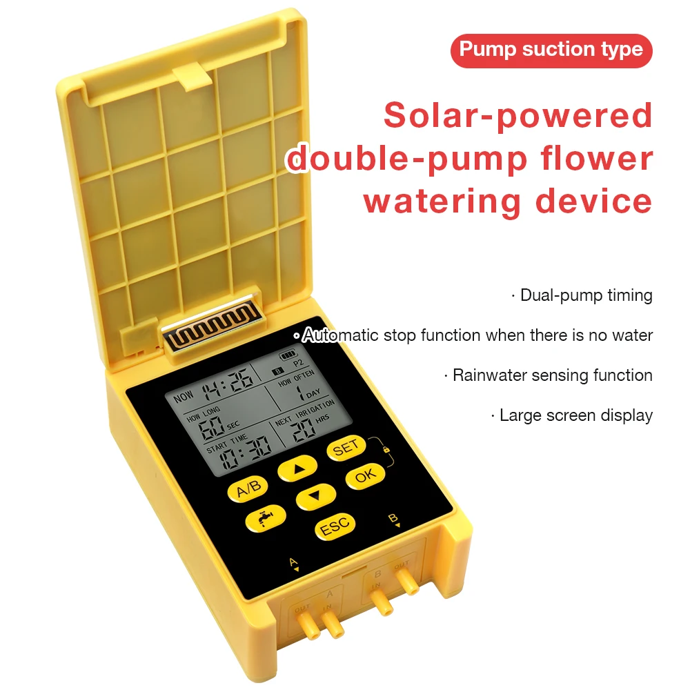 

New APP Control Automatic Irrigation System Water Timer Dual Pump Smart Solar Irrigation Timer Rain Sensor for Garden Lawn Plant