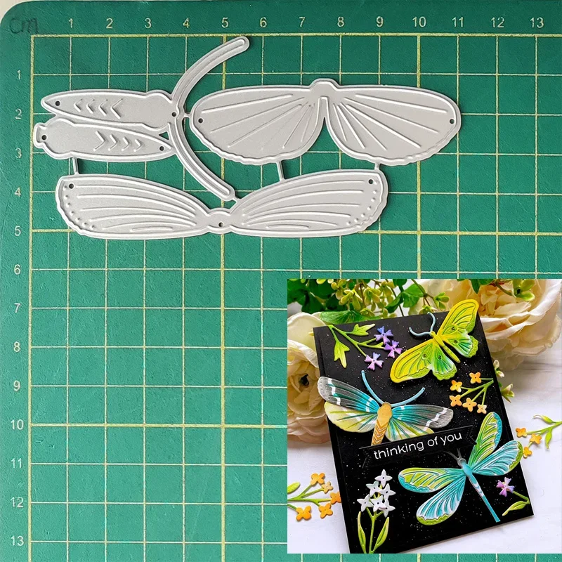 Dies Scrapbooking Flying dragonfly Background Metal Cutting Dies Craft Embossing Die Cut Stamps Stencils New 2024 Cards Making