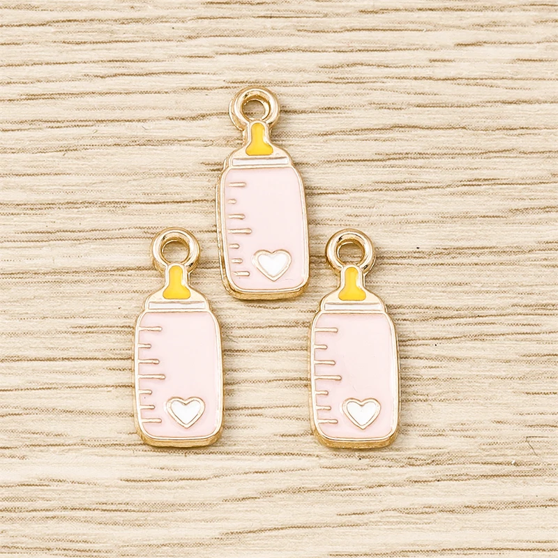 10 Stück Cartoon Emaille Baby Flasche Kleidung Charms Anhänger für Schmuckherstellung Ohrringe Halsketten Zubehör DIY Bastelbedarf – Detail 4