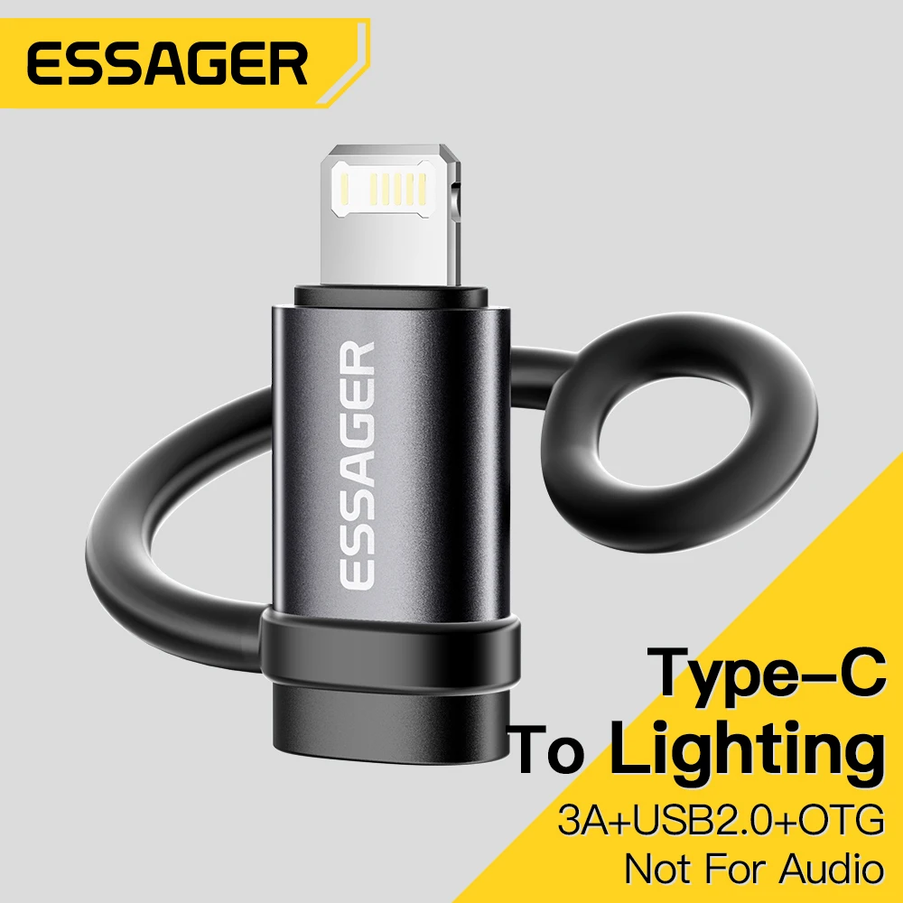 Essager الإضاءة إلى نوع C محول 3A شحن سريع IOS أنثى إلى نوع-C ذكر موصل آيفون 15 14 13 برو آي باد محول