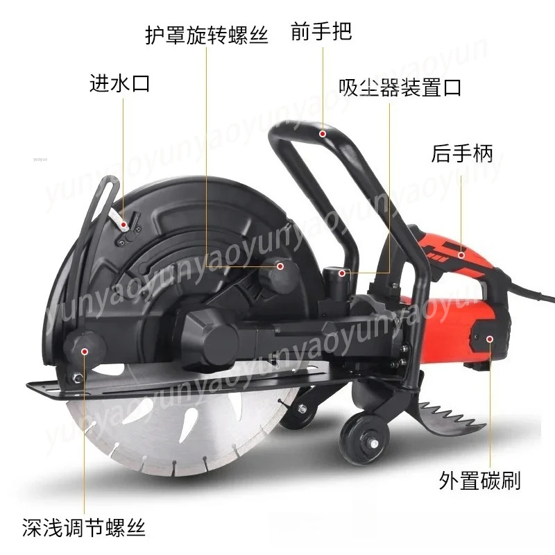 Portable high-power electric cutting machine, concrete pavement slotting, wall cutting, fire demolition, toothless saw stone