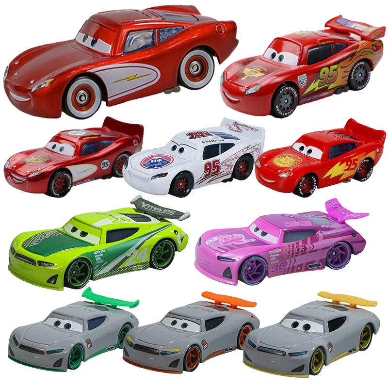 Disney-coches Pixar Lightning McQueen para niños, juguete de aleación de Metal, modelo de coche 1:55, regalo de cumpleaños y Navidad