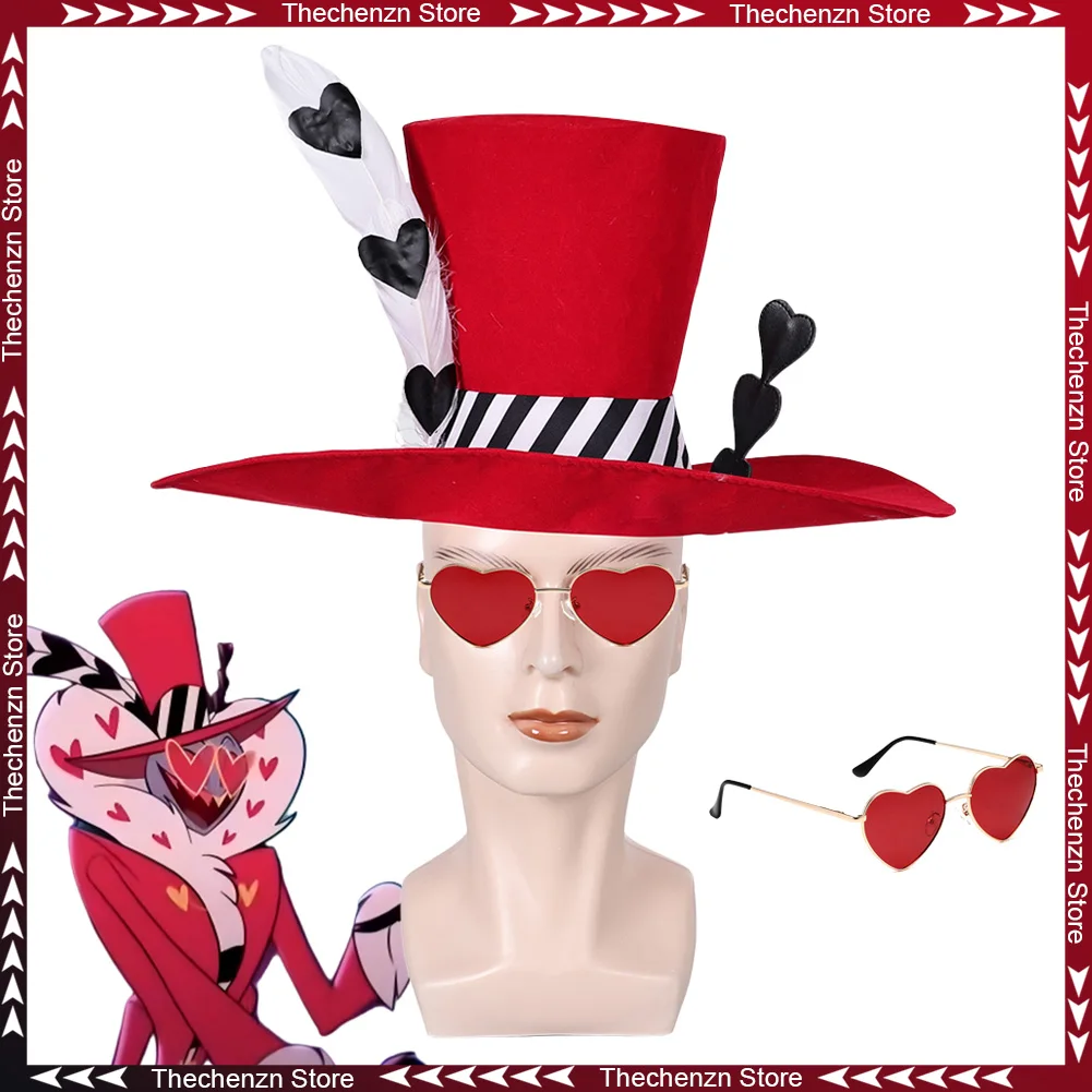 Vestido elegante, sombrero de Valentino, gafas, Cosplay para hombres y mujeres, TV, disfraz de Hotel infierno, Halloween, hombre, mujer, accesorio de fiesta de juego de rol