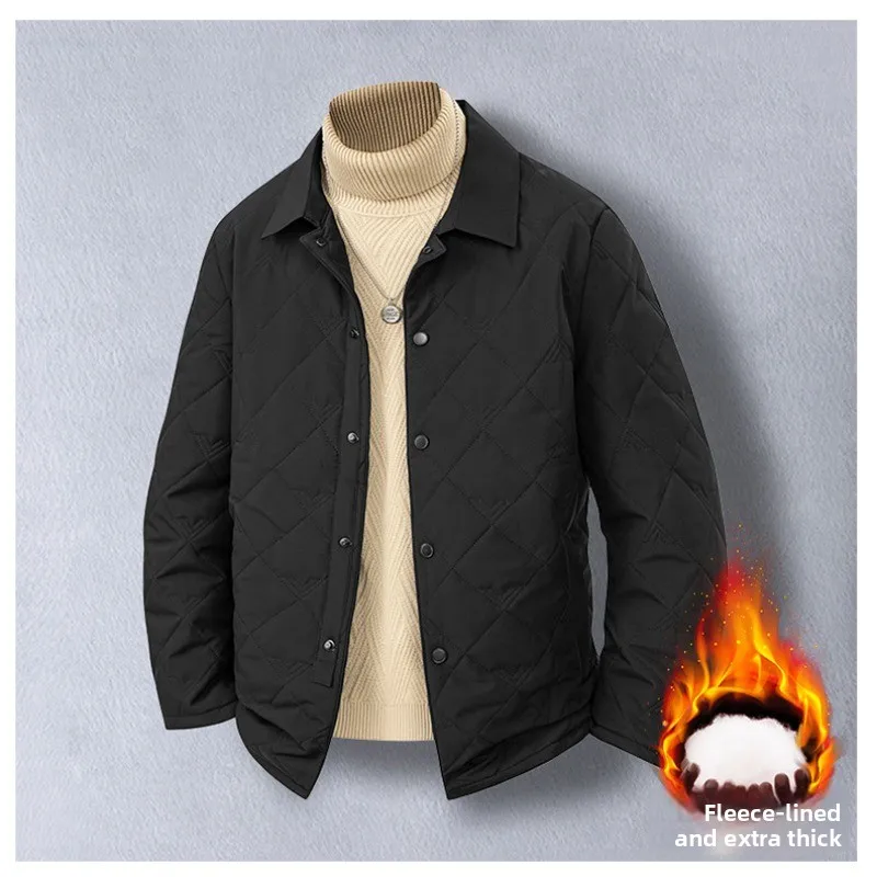 

Winter Dad Warm Jacket Mens Light Lapel Jacket Casual Cotton-padded Jacket Thickened Men's Jacket for Middle-aged Elderly People