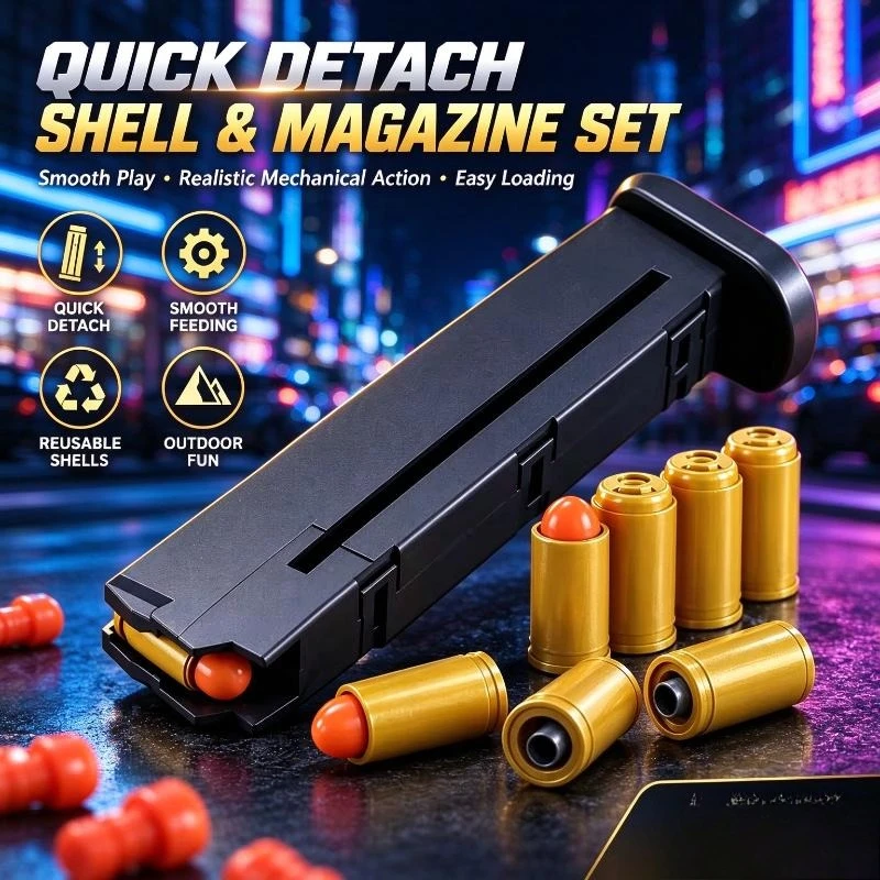 Toy Pistol Quick Detach Shell & Magazine Set, Realistic Mechanical Action, Smooth Play, Outdoor Collectible Model Parts