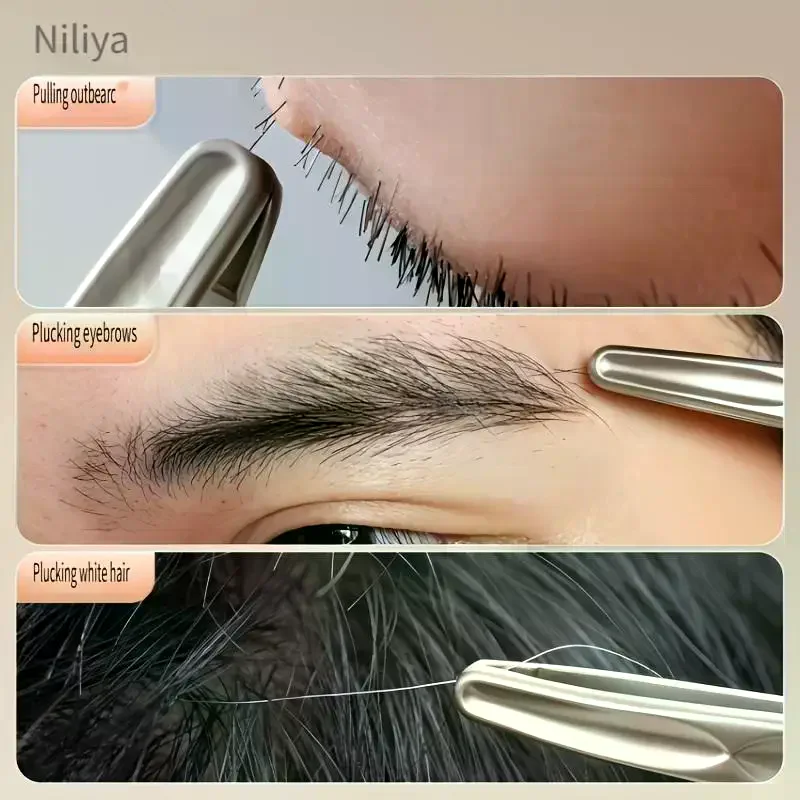 Round Head Tweezers For Eyebrow & Facial Hair Removal Seamless Clips, Short Hair Precision Easy Combing For Eyebrows Premium