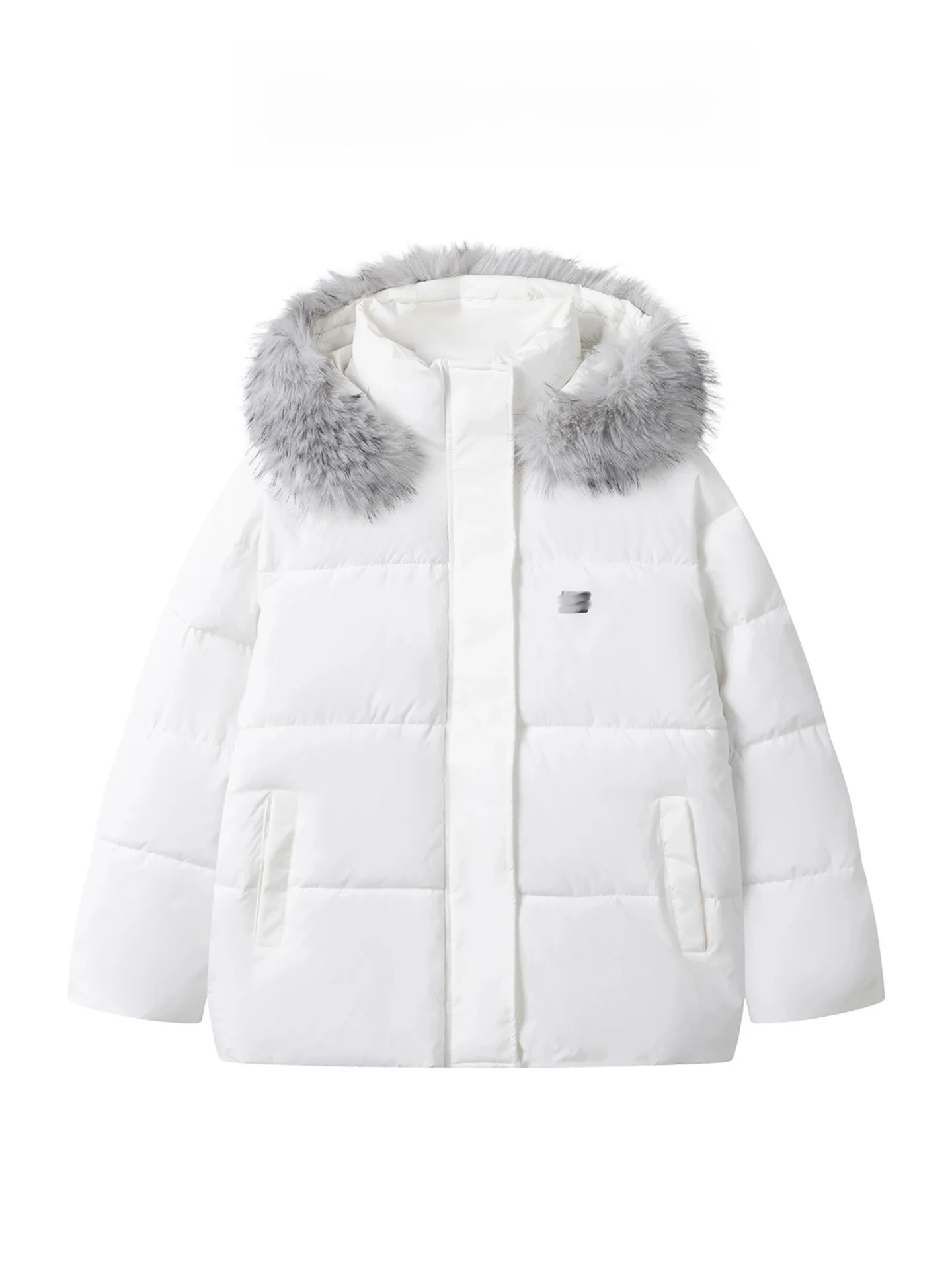 

American Sle Detachable Fur Collar White ort down Cotton Jaet Women's Winter Thi Warm Bread Sle Coat Coat