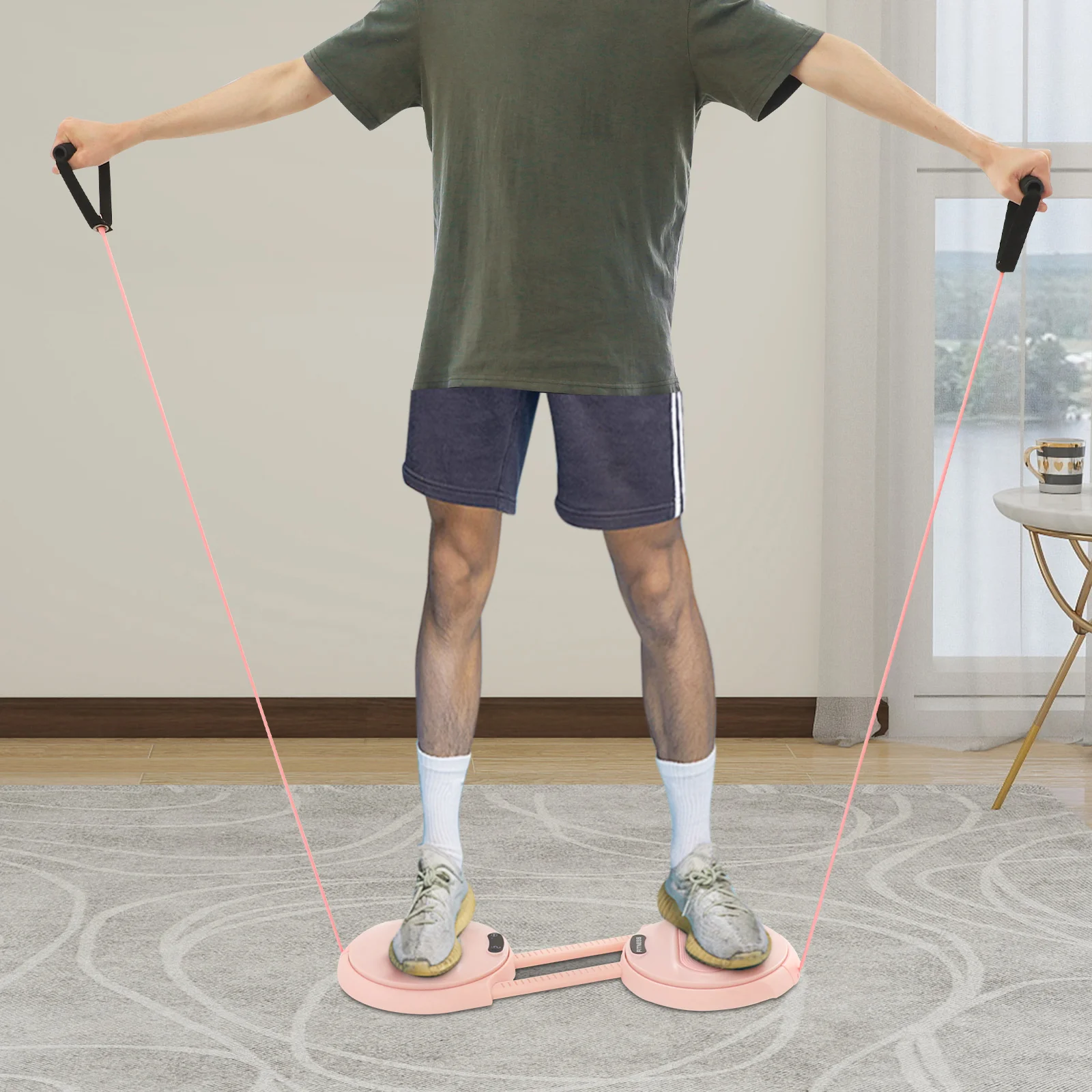 

Waist Twister Machine with Lcd Counter & Resistance Bands, Gray/Pink Ab Twister Board for Core Workout Home Fitness Equipment