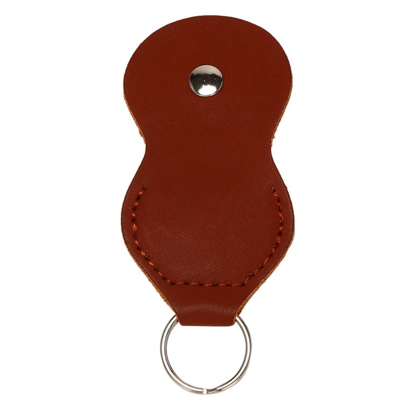 Guitar Picks Holder Case - Leather Keychain Plectrum Key Fob Cases Bag (2 Pack - Black,Brown)