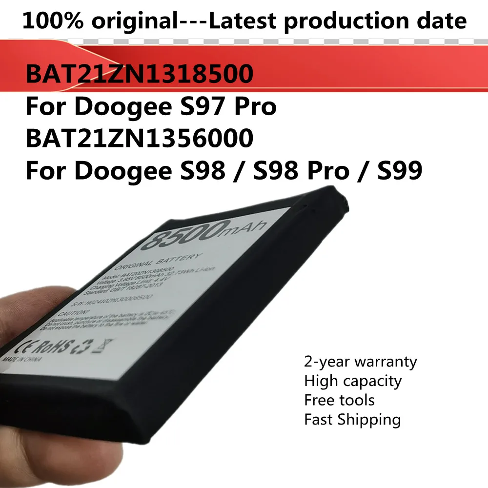 Oryginalna bateria o dużej pojemności do telefonu Doogee S98 Pro S99 BAT21ZN1356000 S97 Pro BAT21ZN1318500 + darmowe narzędzia