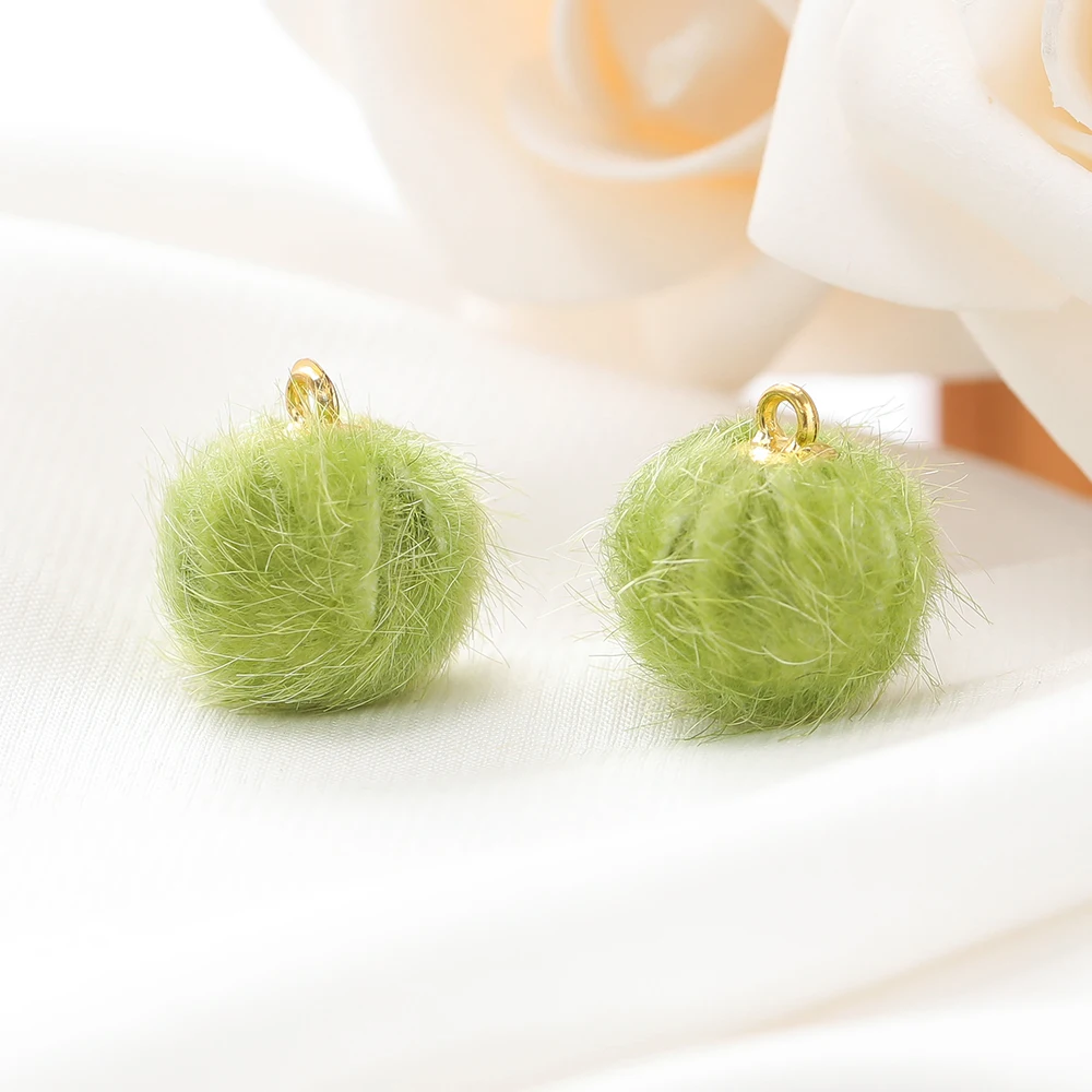 10 stuks pluche bont bedekt bal kralen bedels pompom kralen hanger voor DIY ketting oorbel armband hanger sieraden maken benodigdheden