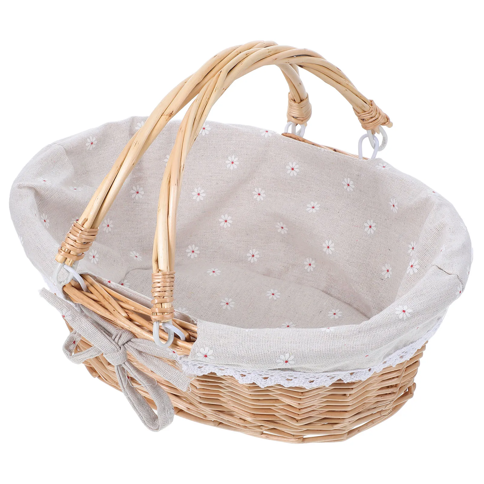 ريفي المنسوجة يدويا سلة خوص المحمولة تخزين الفاكهة المنظم المطبخ المنزل مكافحة سلة النزهة للتجمع في الهواء الطلق #1