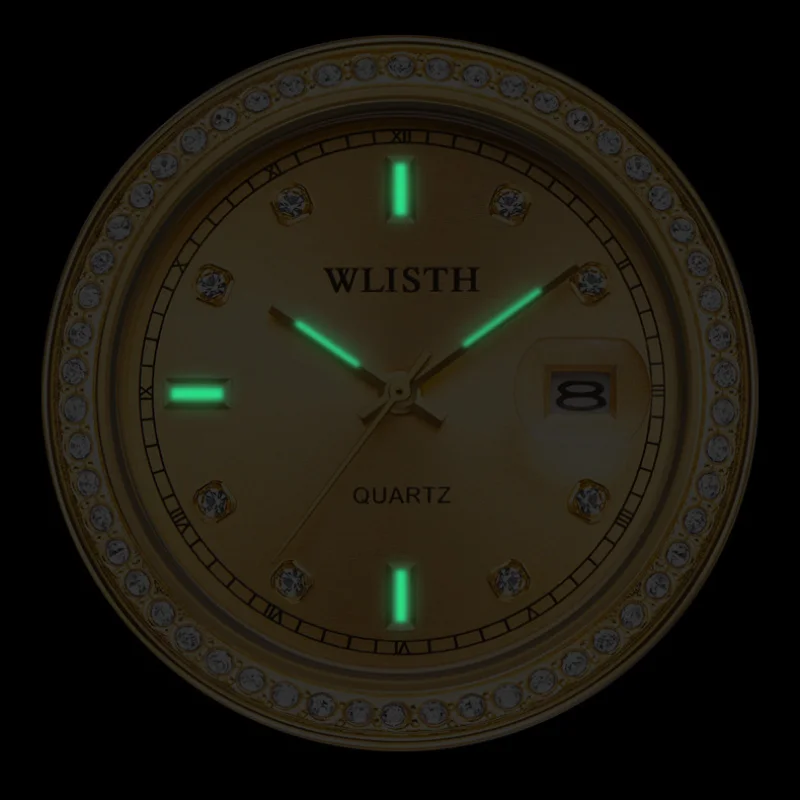 Classic Mens Watch Diamond Quartz Wristwatch Stainless Steel Waterproof Calendar Clock Business Luxury Watch Reloj Hombre