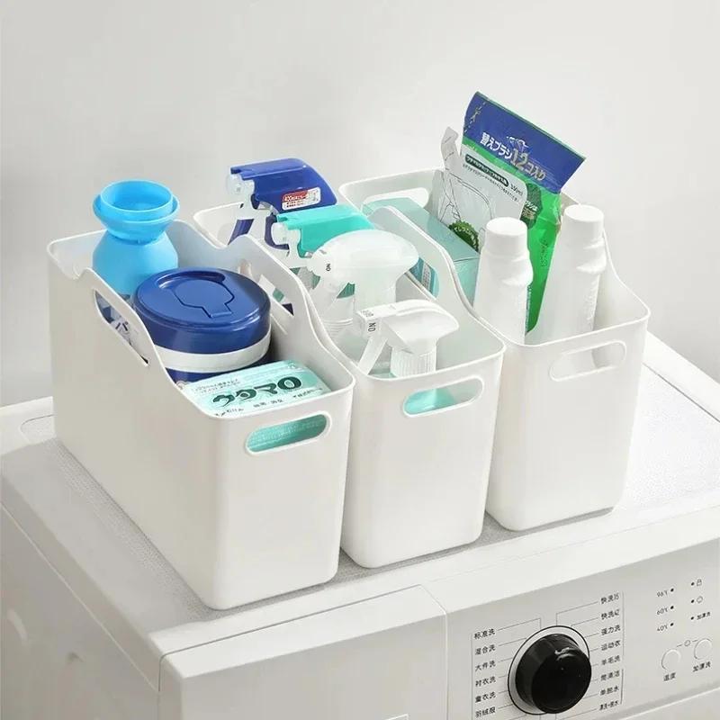 

3Pcs With Handle Baskets, Multipurpose Box, Ideal for Storing Cleaning Supplies or Groceries in the Bathroom and Kitchen Sifter
