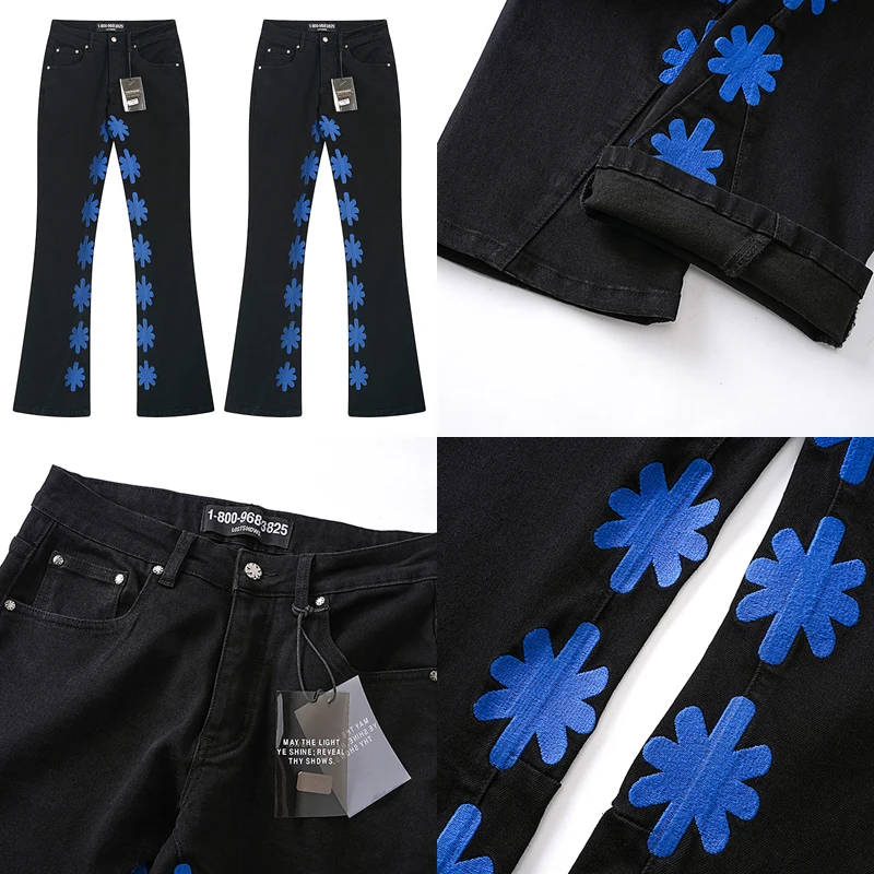 

Niche Best-selling Specially Style Lost Shdws Denim Trousers Micro-elasticity Appear Thin Heavy Blue Embroidery LOSTSHDWS Jeans