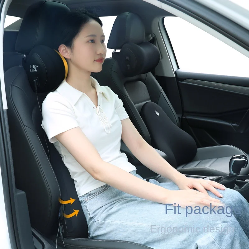 2 Pc/set Electric Massage Car Headrest Car Neck Pillow Memory Foam Car Supplies Neck Pillow Car Waist Support Back Cushion