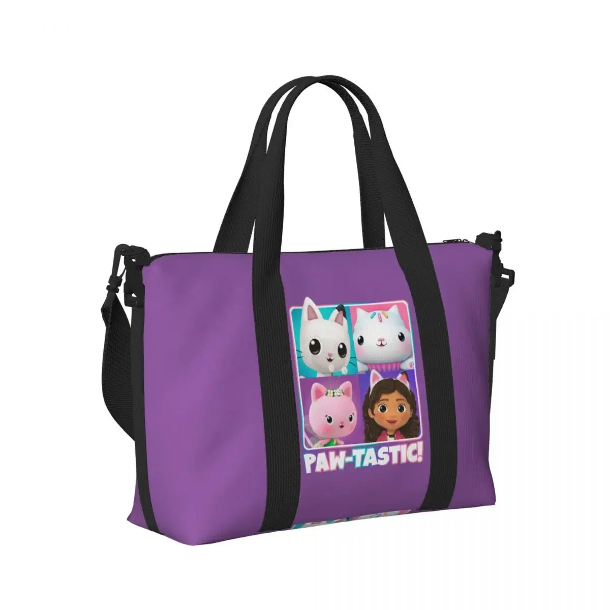 

Gabbys Mercat Cats Cartoon Dollhouse Beach Travel Bag Large Capacity Tote Bags for Gym Yoga Women Shopping Duffle Shoulder Bag
