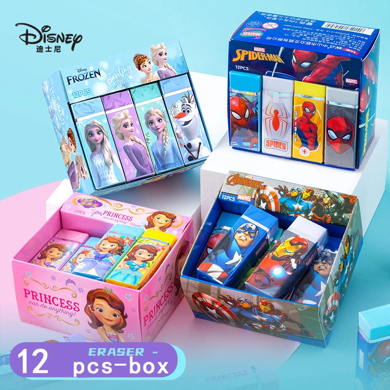 

12pcs Disney Spiderman Eraser Frozen Lotso Student Stationery Children Pencil Eraser School Supplies Wholesale