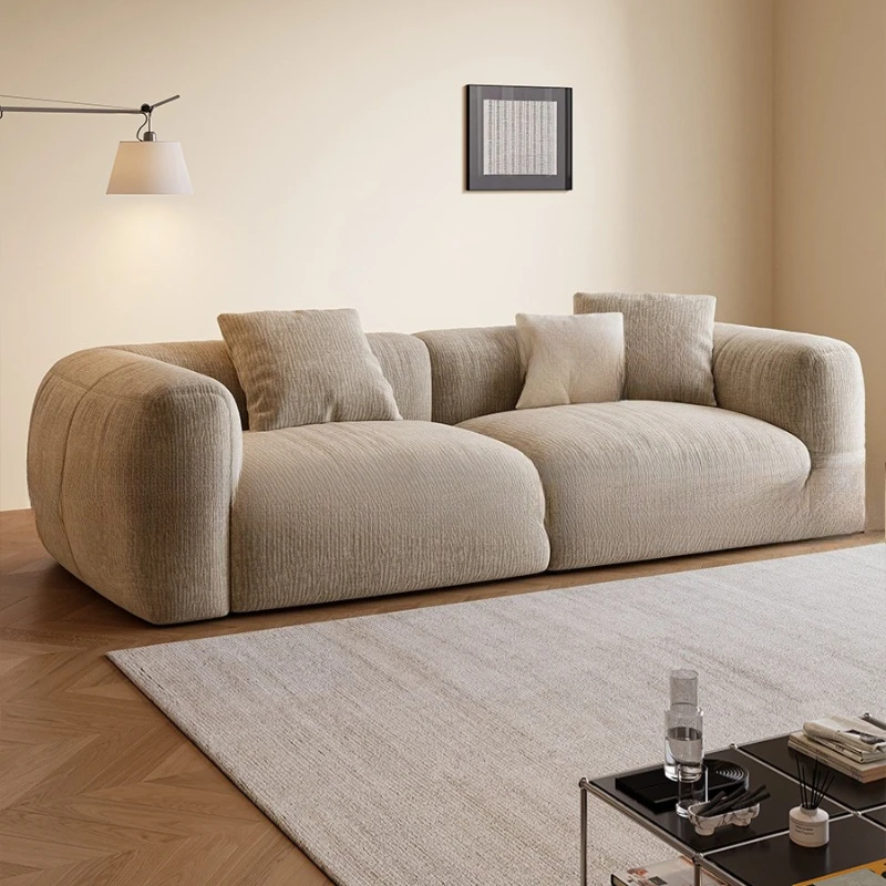 

Sofa French retro small apartment living room straight row simple cream wind snow Neil fabric sofa