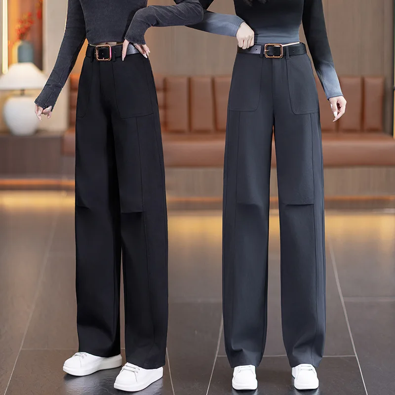 السراويل البضائع واسعة الساق للنساء، الخريف جديد الساخن بيع عالية الخصر التخسيس السراويل المستقيمة الساق، التنقل Scim تنوعا #1