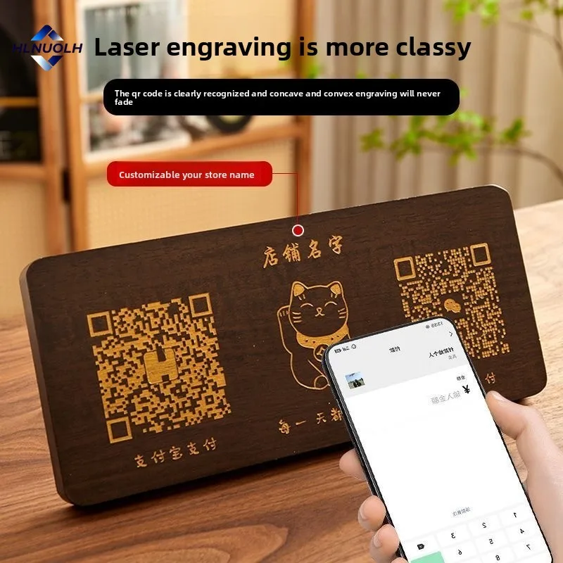 

Custom Personalized Wood QR Code Leave A Review Desk Signs Desk Decoration Business Sign for Home, Office, Shop, Internet ,Cafe