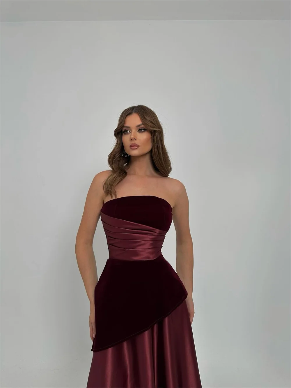 ROYET Abito da sera lungo senza maniche con scollo a cuore e pieghe, lunghezza del pavimento, abito da festa classico da donna, abito da ballo formale personalizzato