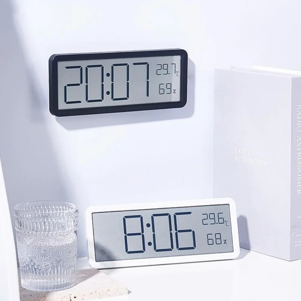 Temperature Humidity Monitor Digital LED Alarm Clock for Bedroom Office Desk with Dual Power Supply USB and Battery