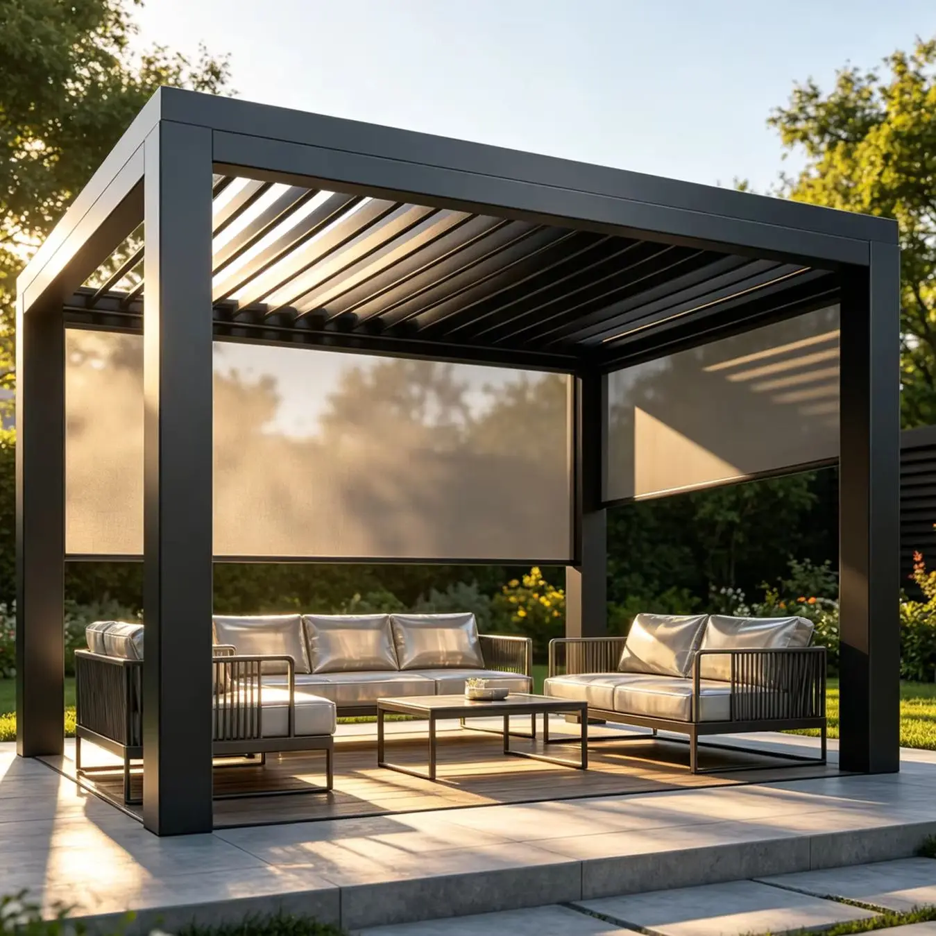 Custom Made Outdoor Aluminium Pergola Bioclimatique System, Outdoor Shade Structures, Modern Backyard Gazebos