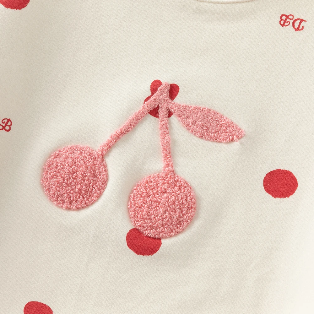 ديف بيلا الأطفال فستان أطفال مع سروال داخلي الفتيات طماق طويلة الأكمام عادية قطعتين الحلو لطيف الكرز طباعة في الهواء الطلق حفلة DB3253158 #4