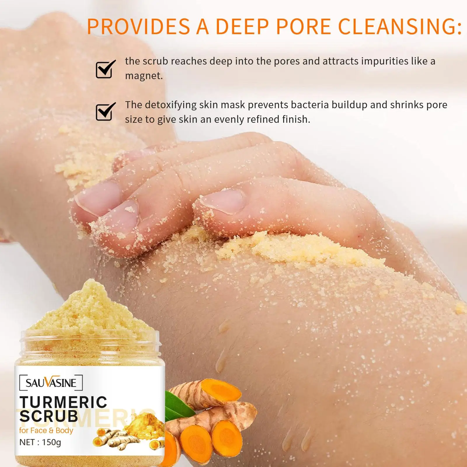 220g Turmeric Face Body Scrub Mud Remove Cutin Brightening Moisturizing Exfoliating Skin Cleaning Smooth Care Salt Pore Nou I9K5