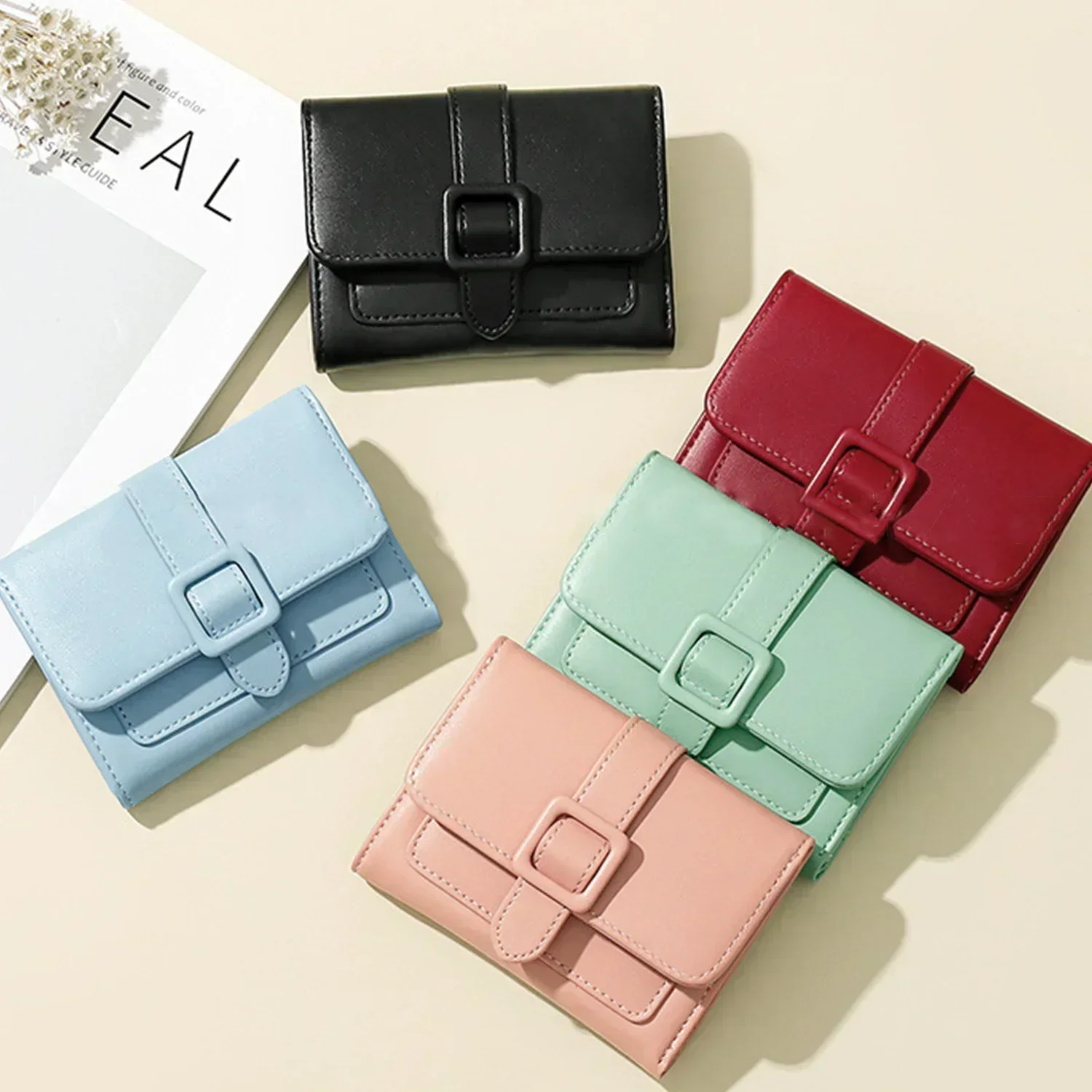 Candy Color Small Wallets PU Leather Coin Pures Ladies Card Holder Mini New Design Standard Short Purses for Women Solid Purses