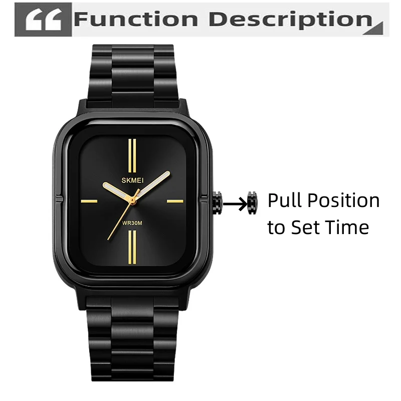 Skmei Analog Display Mens Bracelet Watches Luxury Stainless Steel Strap Simple Quartz Waterproof Wristwatch