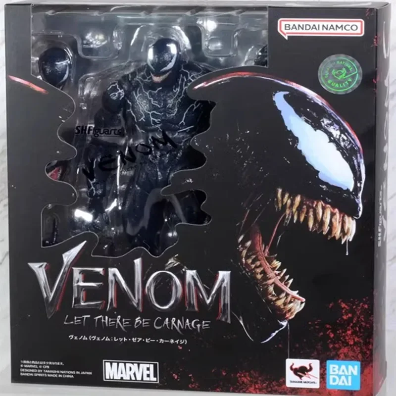 Original Bandai Venom 2 Marvel Action Figure Shf Venom Model Limited Edition Articulated Oversized Figure Decorative Model Gift