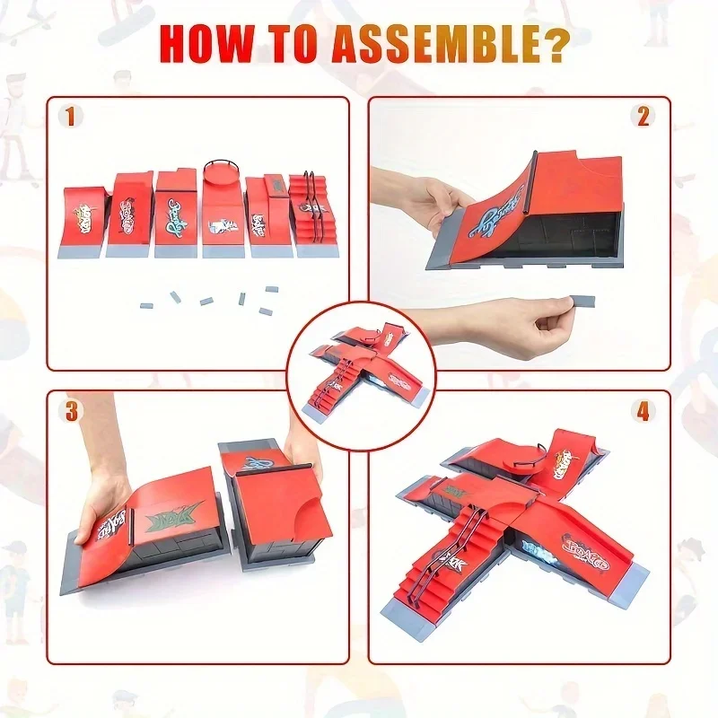 Mini Skateboard Skateboard da dito Rampa professionale Skatepark Giocattolo per scooter da pista in lega assemblato per bambini