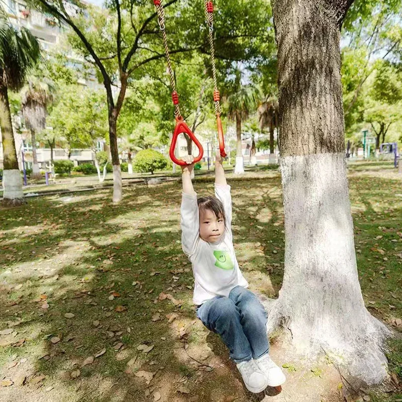 

Swing Gymnastic Rings Hanging Children Playground Outdoor Backyard Garden Obstacle Course Sensory Integration Training Toys