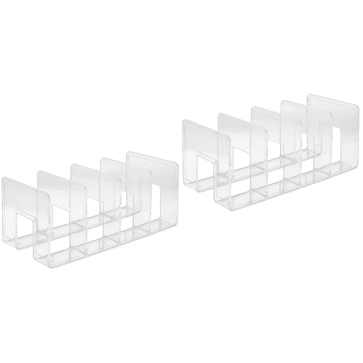 2 PCS 4 Bookends Transparent Storage Rack File Folder Holder Document Books Desktop Students Organizer Plastic Magazine