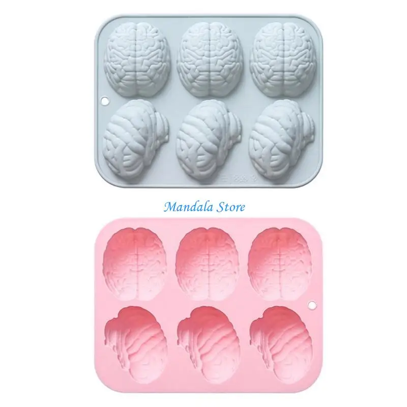 

U2JC 6 Cavity Brains Silicone Mold Fondant Mold Cake Resin Ornaments Mold Nonstick