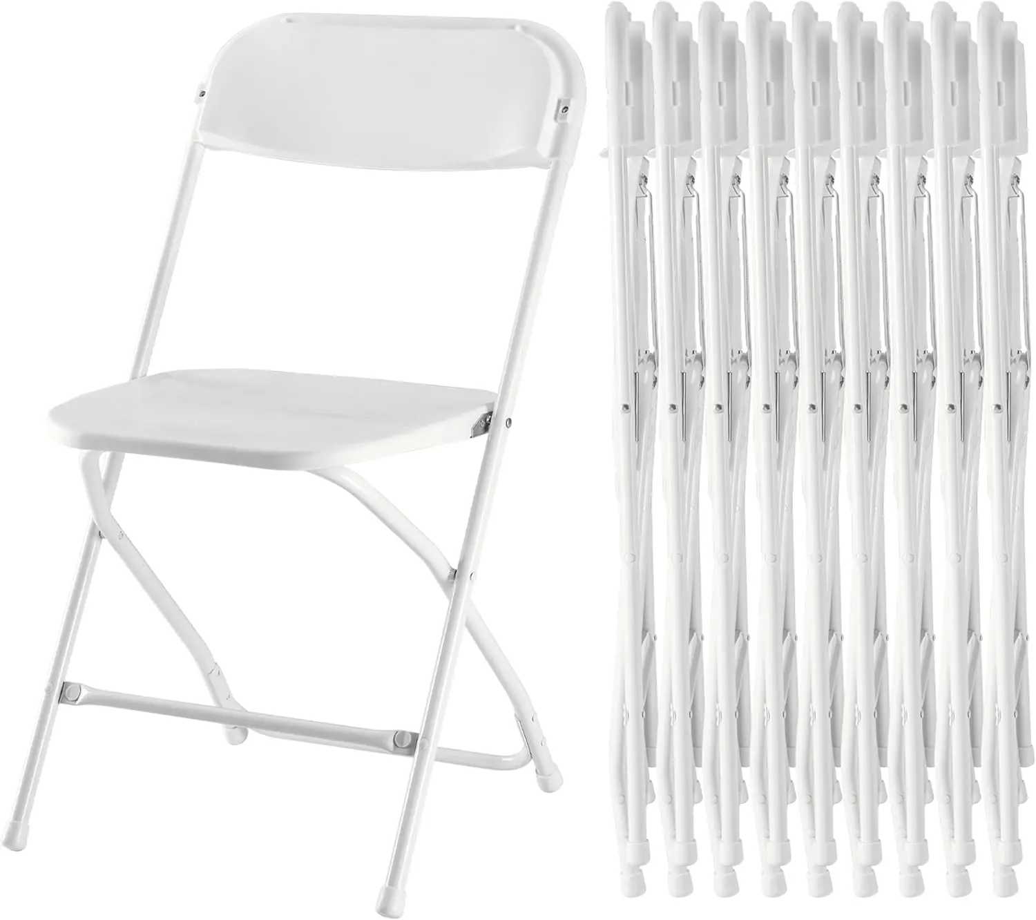 Silla plegable de lujo de plástico, asiento portátil apilable con marco de Metal, capacidad de 330lb, para exteriores e interiores, 10 piezas