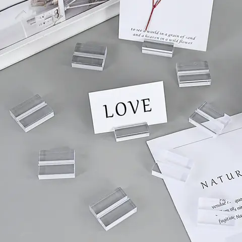 5/10 szt. Przezroczyste akrylowe stojaki na wizytówki, uchwyty na zdjęcia ślubne, dekoracje do biura, domu, na urodziny, festiwale