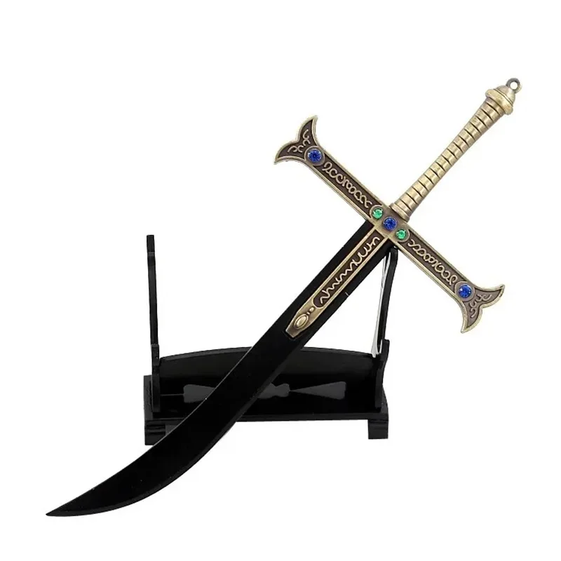 

24cm Night Dracule Mihawk OP One Metal Blade Black Sword Piece Weapon Model Anime Peripherals 1/6 Doll Equipment Toy for Boy Kid
