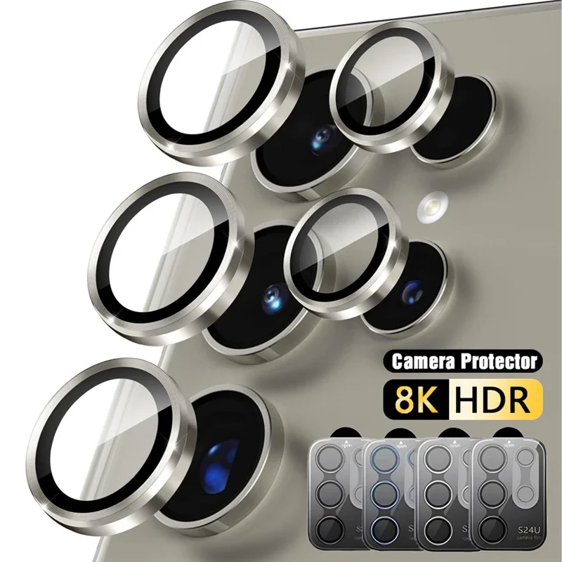 Metal Lens Ring Glass For Samsung Galaxy S24 Ultra Plus S24+ S24U Camera Protection Lens Cover Tempered Glass Phone Accessories