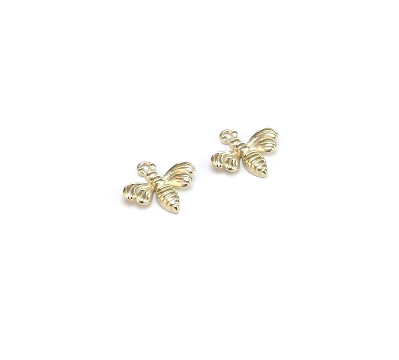 10pcs Honey Bee Charm, Brass Bee Charm, Earring Charm For Jewelry Making, Earring Findings, Bracelet Charms, 13.2x13.8mm R2778